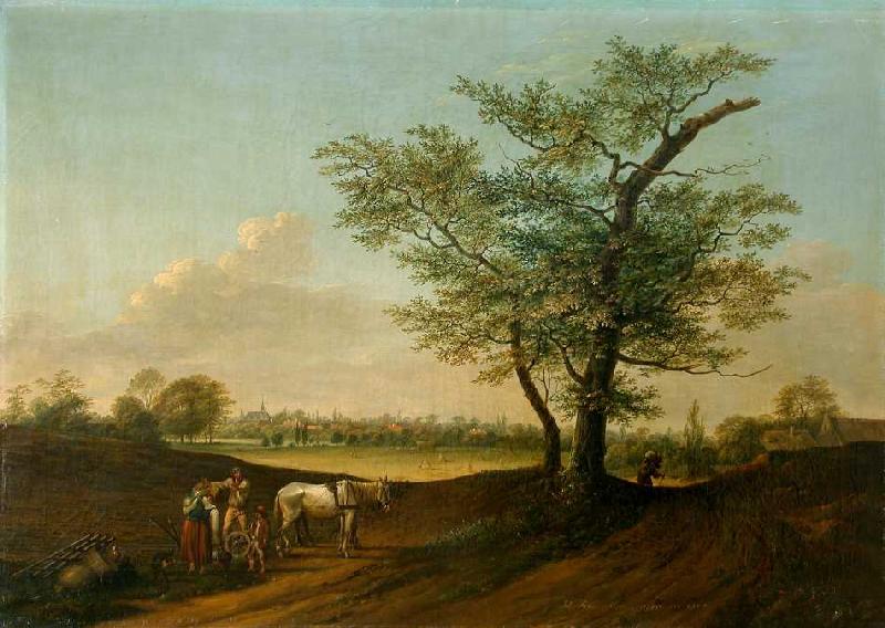 Landschaft mit einem einsam stehenden Baum   - nicht online - kleine Datei ! a Johann Friedrich Morgenstern