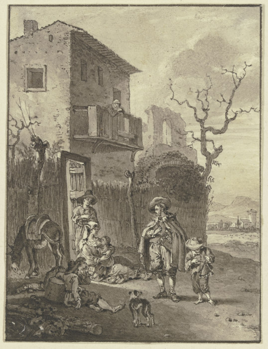 Ruhende Bauern bei einer Osteria a Johann Friedrich Morgenstern