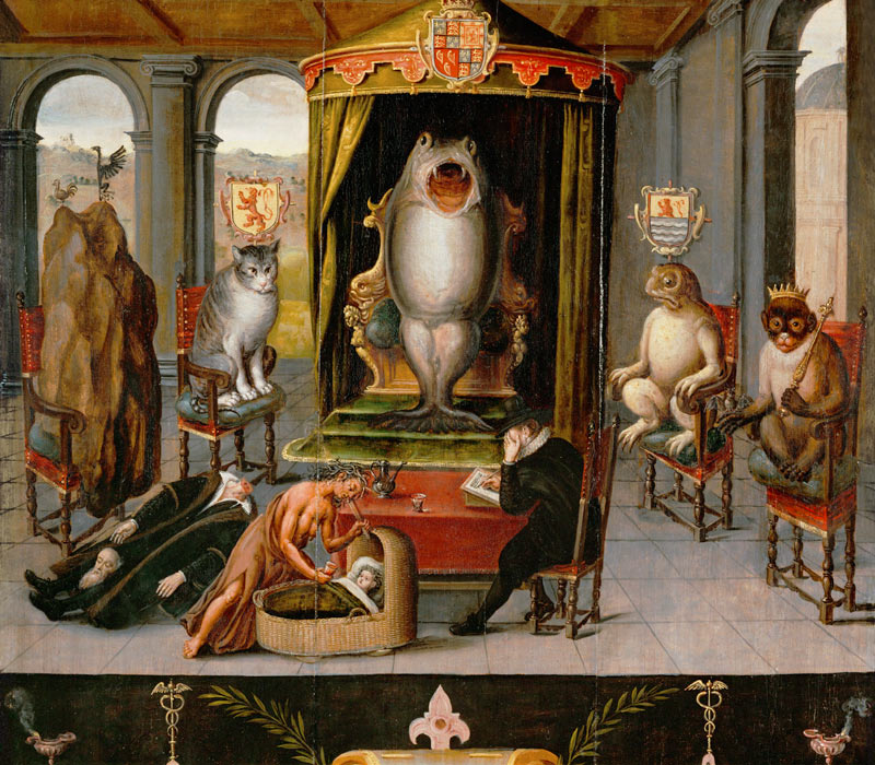 Allegorie auf die Hinrichtung Oldenbarnevelts. a Johan van Oldenbarnevelt