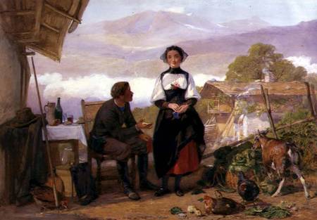 Courting couple in a mountain farmyard a John Absolon
