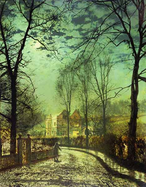 A Moonlit Road a John Atkinson Grimshaw