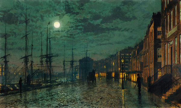 City Docks By Moonlight a John Atkinson Grimshaw