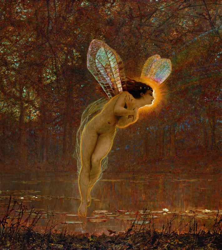Iris, detail of the fairy, 1886 (oil on canvas) (detail of 100956) a John Atkinson Grimshaw
