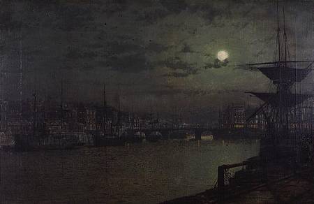 Baiting the Lines, Whitby a John Atkinson Grimshaw
