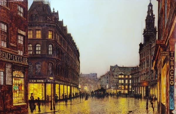 Boar Lane, Leeds, 1881 (oil on canvas) a John Atkinson Grimshaw