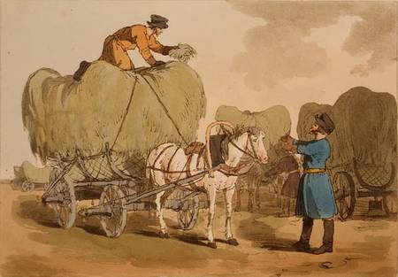 Hay Carts, plate 60 from Volume II of 'The Manners, Customs and Amusements of the Russians', etched a John Augustus Atkinson
