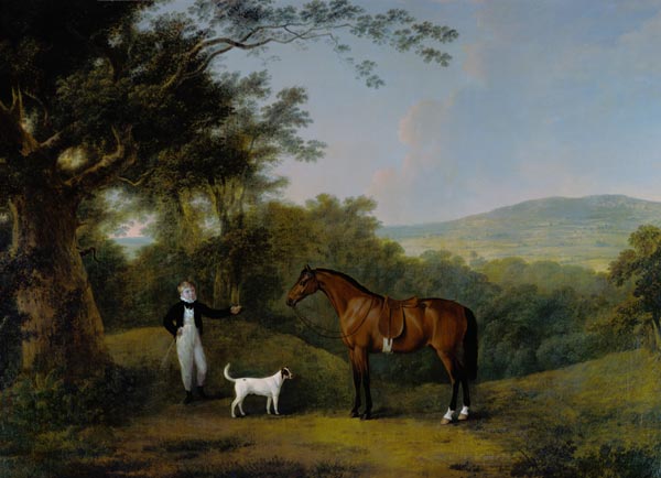 Portrait of a Boy, a Terrier and a Chestnut Pony a John Boultbee
