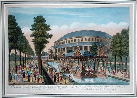 The Chinese House, the Rotunda and the Company in Masquerade in Ranelagh Gardens (coloured aquatint) a John Bowles