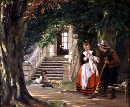 The Flirtation Outside the Master's House a John Calcott Horsley