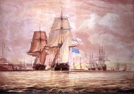 HMS 'Shannon' leading the 'Chesapeake' into Halifax Harbour a John Christian Schetky