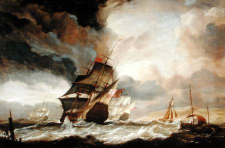 Ships of the Line Beating out to Sea a John Christian Schetky