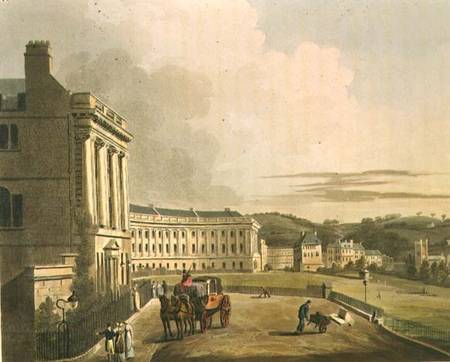 The Crescent, detail of the street, from 'Bath Illustrated by a Series of Views', engraved by John H a John Claude Nattes