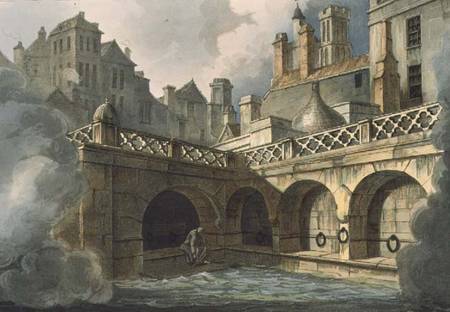 Inside of Queen's Bath, from 'Bath Illustrated by a Series of Views', engraved by John Hill (1770-18 a John Claude Nattes