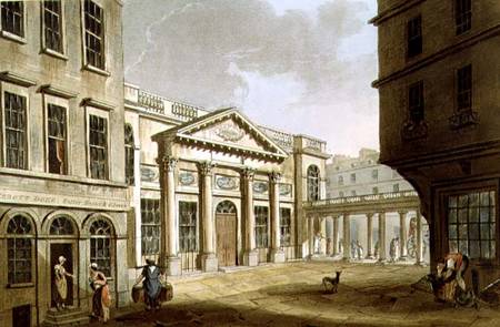 The Pump Room, from 'Bath Illustrated by a Series of Views', engraved by John Hill (1770-1850) pub. a John Claude Nattes