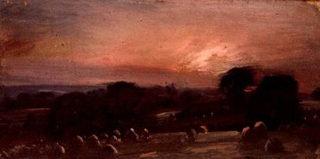 A Hayfield near East Bergholt at Sunset a John Constable