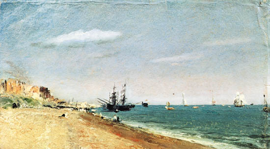 Run aground of Brighton with sailing ships a John Constable
