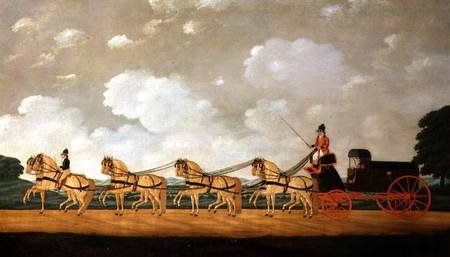 His Majesty's Forgon with a Team of Eight Roans on the Road a John Cordrey