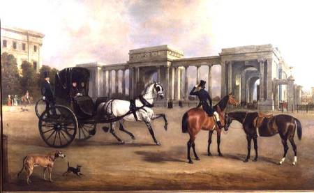 Mr. Massey Stanley with cabriolet and hacks at Hyde Park Corner a John E. Ferneley il Giovane