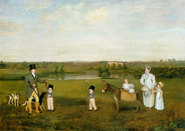 William Hetton Cooke with his Wife and Children at Worleston Rookery, Chester a John E. Ferneley il Giovane