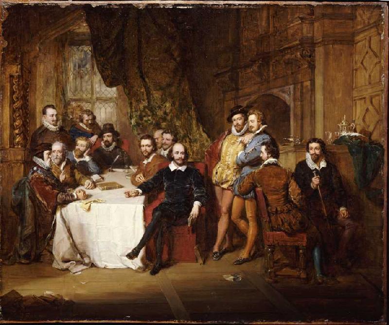 William Shakespeare and his friends in the inn Mermaid. a John Faed