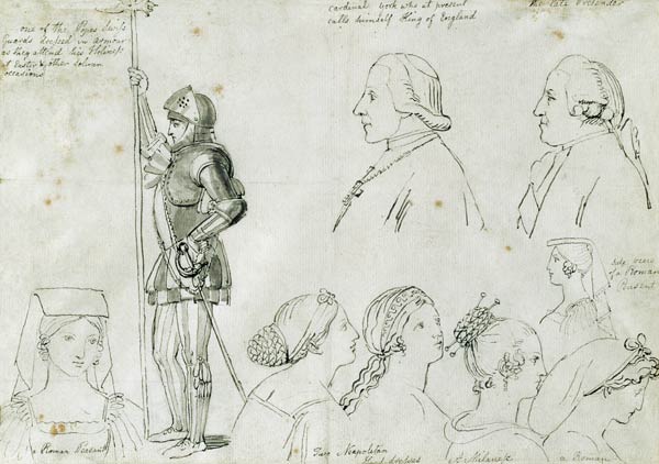 Character Sketches in Rome with Portraits of Prince Charles Edward Stuart (1720-88) and his brother a John Flaxman