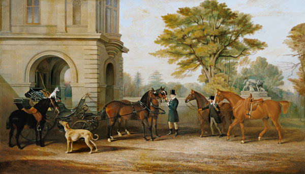 Lady Williams-Wynn horses and a coach in front of castle Wynnstay a John Frederick Herring Il Vecchio