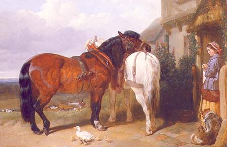 Carthorses by a Cottage Door a John Frederick Herring Il Vecchio