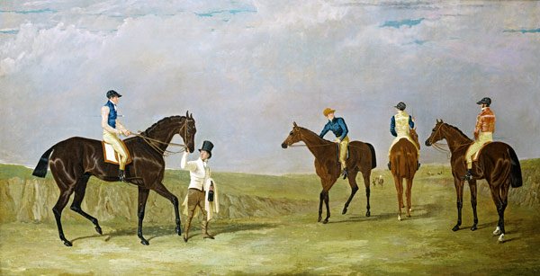 Preparing to start for the Doncaster Gold Cup, 1825, with Mr. Whitaker's "Lottery", Mr. Craven's "Lo a John Frederick Herring Il Vecchio