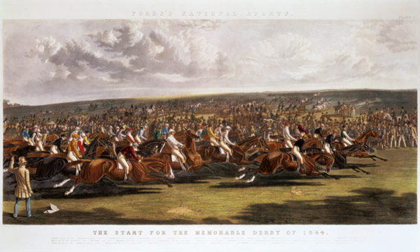 The Start of the Memorable Derby of 1844 engraved by Charles Hunt (1803-77) a John Frederick Herring Il Vecchio