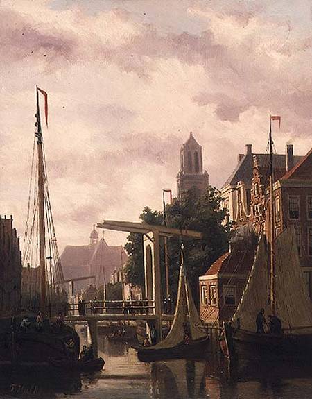 A Canal in Amsterdam a John Frederick Hulk