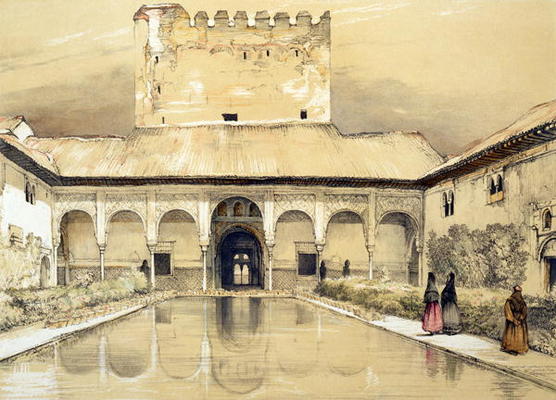 Court of the Myrtles (Patio de los Arrayanes) and the Tower of Comares, from 'Sketches and Drawings a John Frederick Lewis