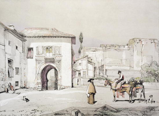 Gate of the Vine (Puerta del Vino), from 'Sketches and Drawings of the Alhambra', engraved by James a John Frederick Lewis