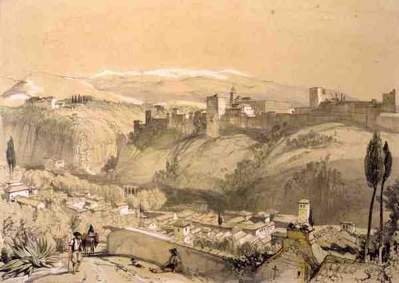 The Alhambra from the Albay, from 'Sketches and Drawings of the Alhambra', engraved by James Duffiel a John Frederick Lewis