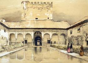 Court of the Myrtles (Patio de los Arrayanes) and the Tower of Comares, from 'Sketches and Drawings