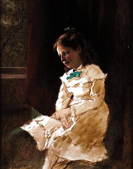 A Young Girl by the Window a John George Brown