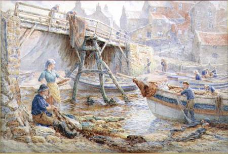 Mending the Nets, Staithes a John H. Parkyn