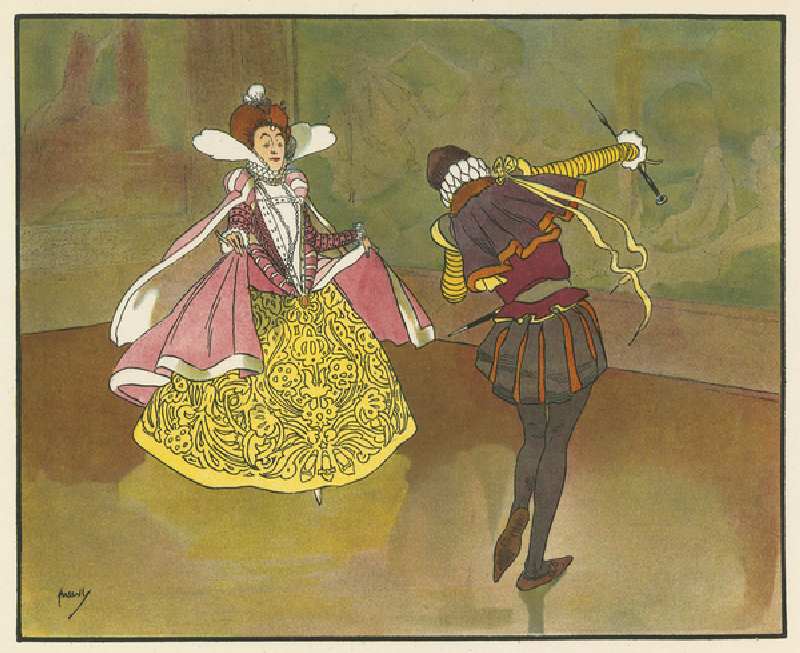 Elizabeth Is dancing lesson (colour litho) a John Hassall