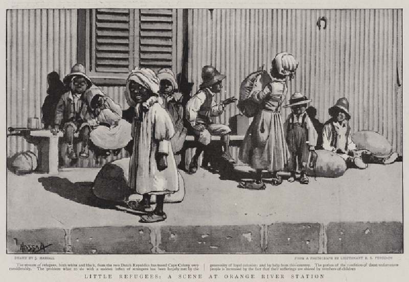 Little Refugees, a Scene at Orange River Station (litho) a John Hassall