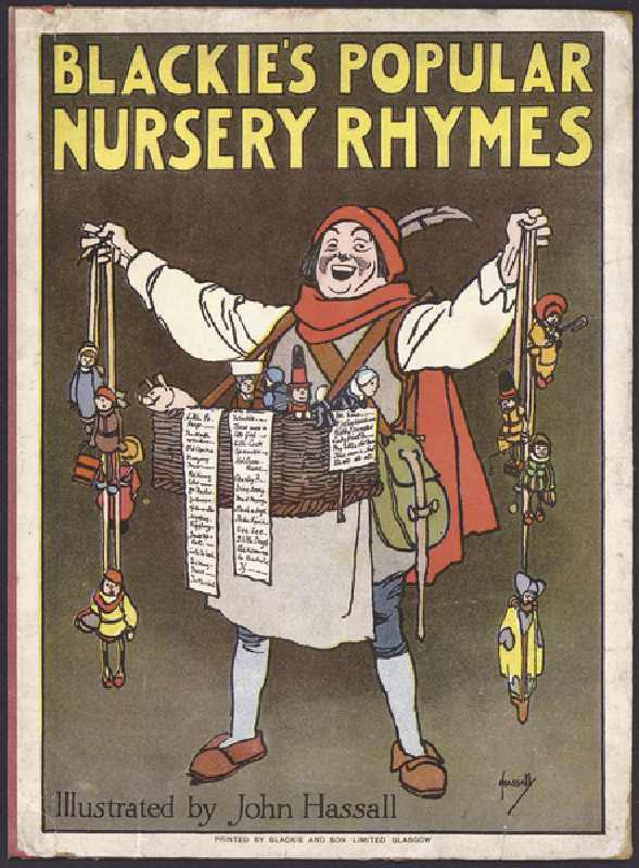 Cover illustration for Blackies Popular Nursery Rhymes (colour litho) a John Hassall