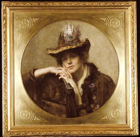 Woman with Peacock Feather Hat a John Henry Henshall