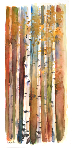 Birches in Autumn a John Keeling