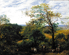 Woodland landscape with brushwood collectors a John Linnell