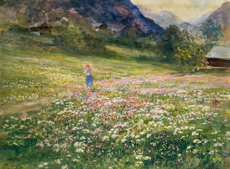 Girl in a Field of Poppies a John MacWhirter
