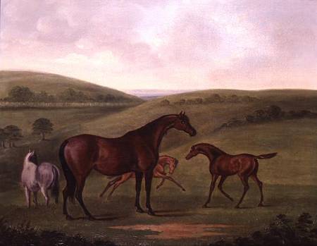 Mare with Foals in a Landscape a John Nost Sartorius
