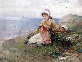 Girl knitting