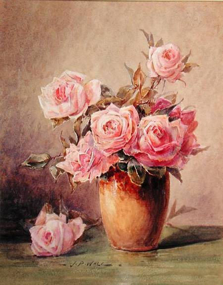 Pink Roses in a Yellow Vase a John Porter Wale