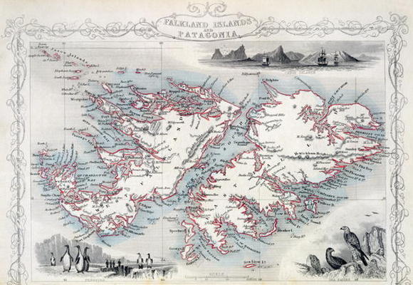 Falkland Islands and Patagonia, from a Series of World Maps published by John Tallis & Co., New York a John Rapkin