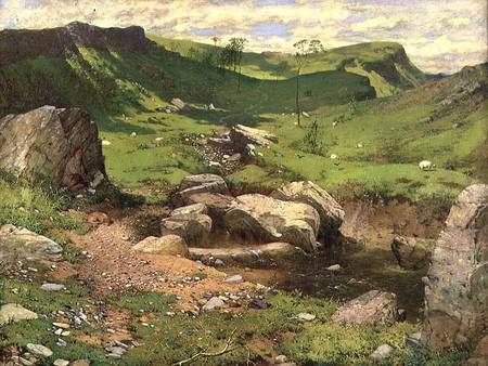 A rocky stream in a mountainous landscape a John Ritchie