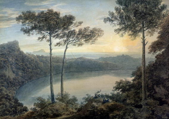 Lake Albano and Castel Gandolfo (w/c on paper) a John Robert Cozens