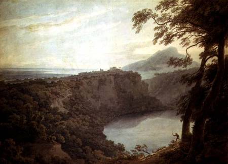 The Lake of Nemi and the town of Genzano a John Robert Cozens